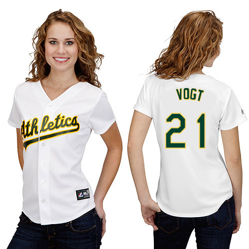 Stephen Vogt #21 mlb Jersey-Oakland Athletics Women's Authentic Home White Cool Base Baseball Jersey